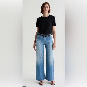 NWT AG Saige Wide leg Jeans. Full length 29.5. AG-ED denim. 18Years Bisou shade.